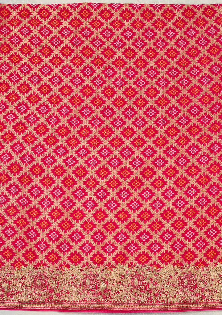 Rani Pink Stonework (Silver) Georgette Unstitched Salwar Suit