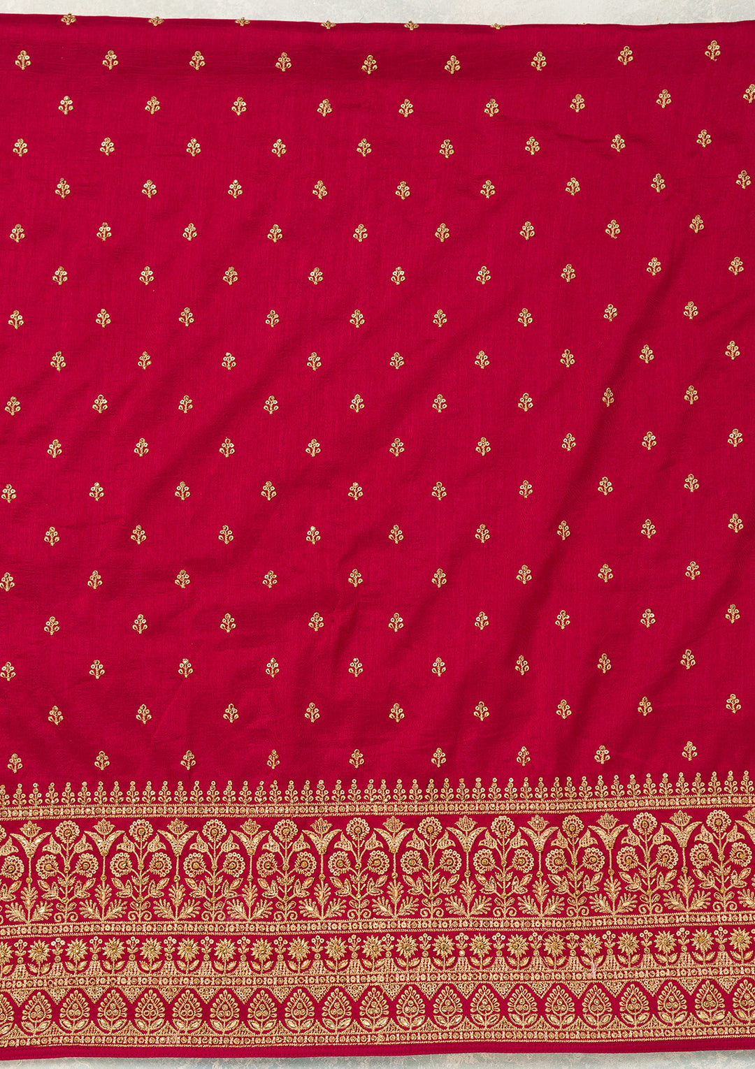 Rani Pink Soft Raw Silk Cording Unstitched Dress Material With Matching Bottom And Dupatta