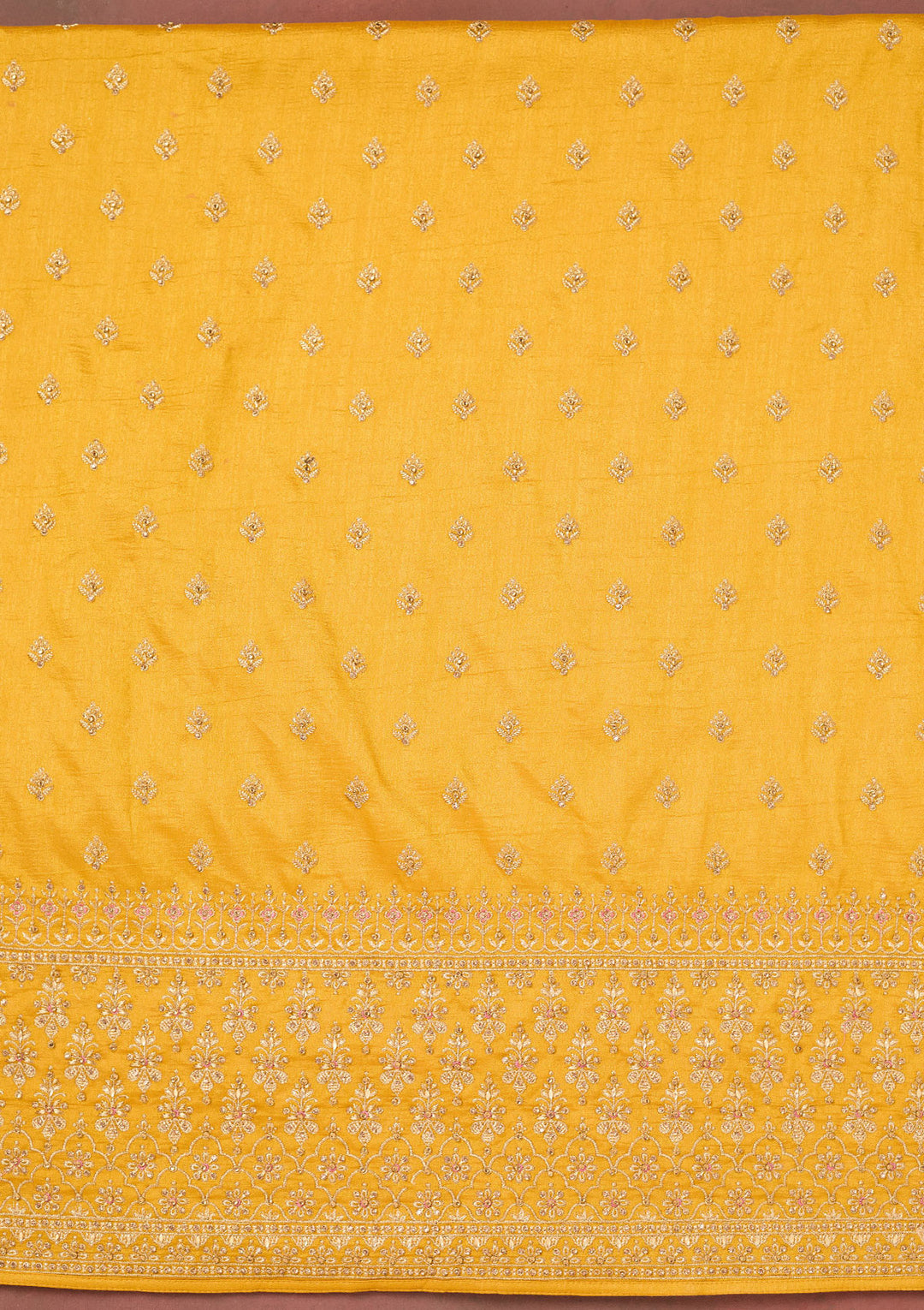 Mustard Cording Soft Raw Silk Unstitched Salwar Suit