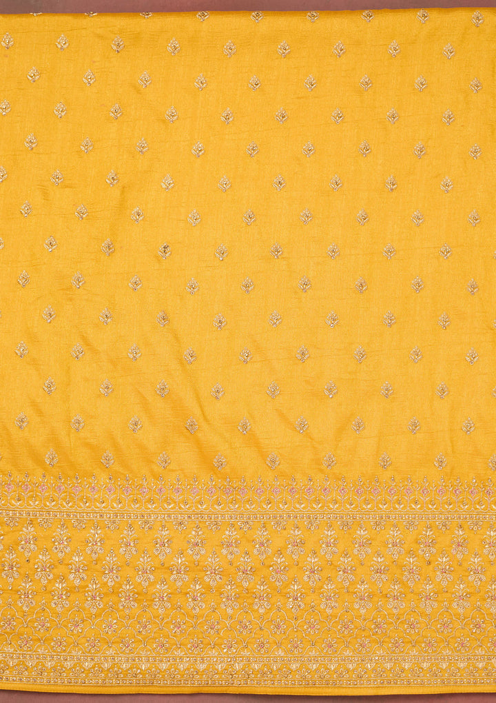 Mustard Cording Soft Raw Silk Unstitched Salwar Suit