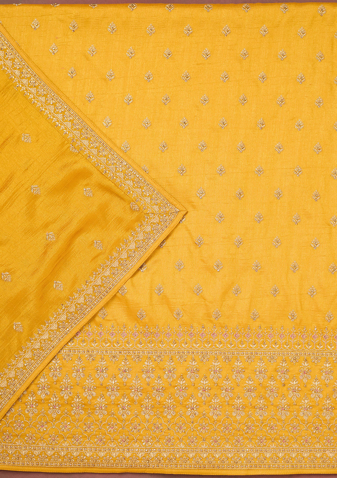 Mustard Cording Soft Raw Silk Unstitched Salwar Suit