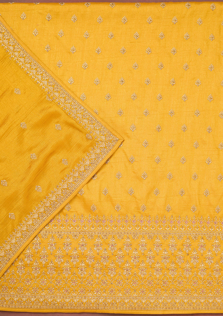 Mustard Cording Soft Raw Silk Unstitched Salwar Suit