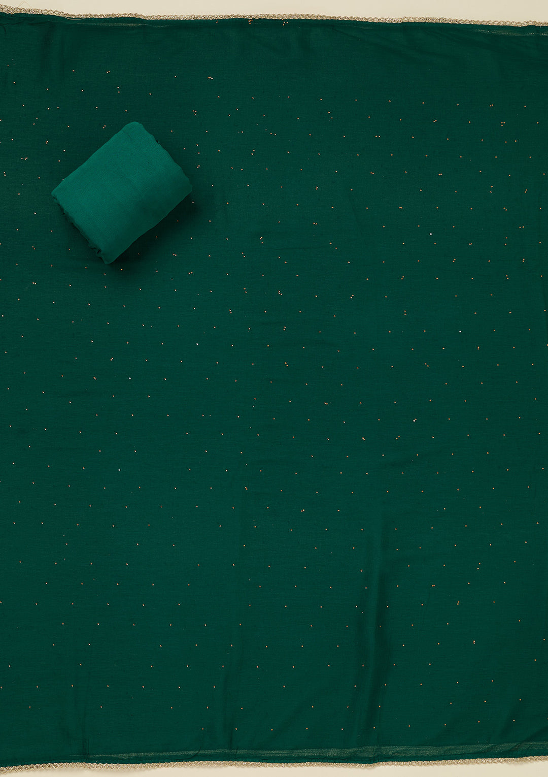 Rama Green Georgette Threadwork Unstitched Dress Material With Matching Bottom And Dupatta