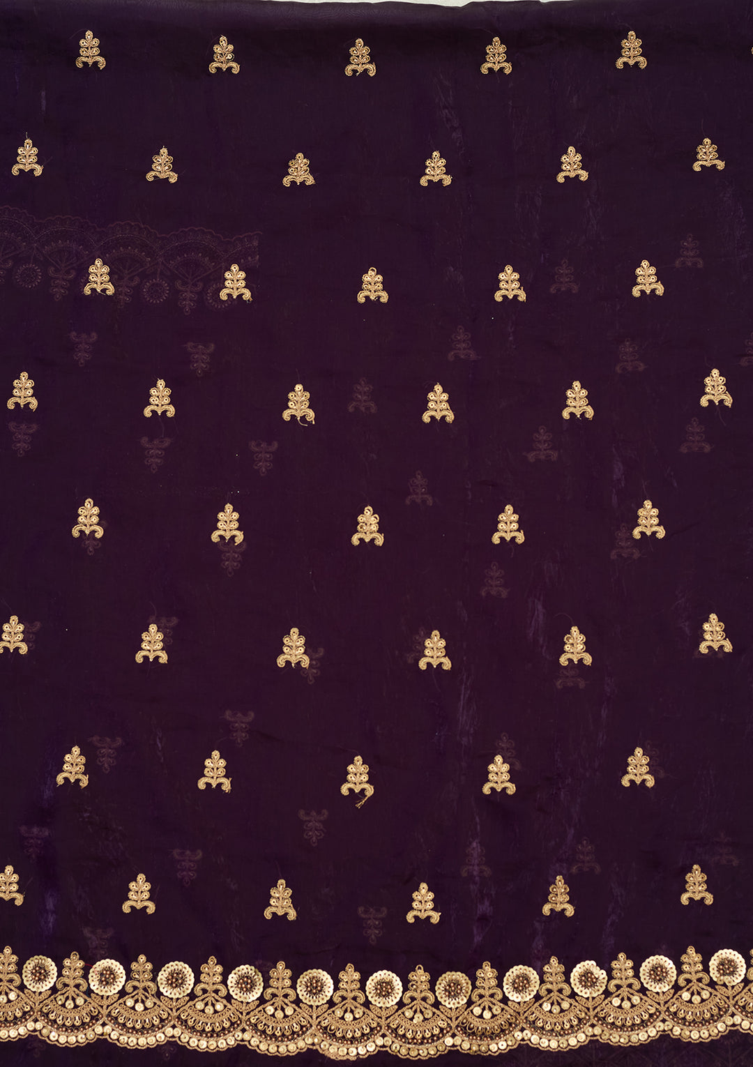 Purple Organza Cording Unstitched Dress Material With Matching Bottom And Dupatta