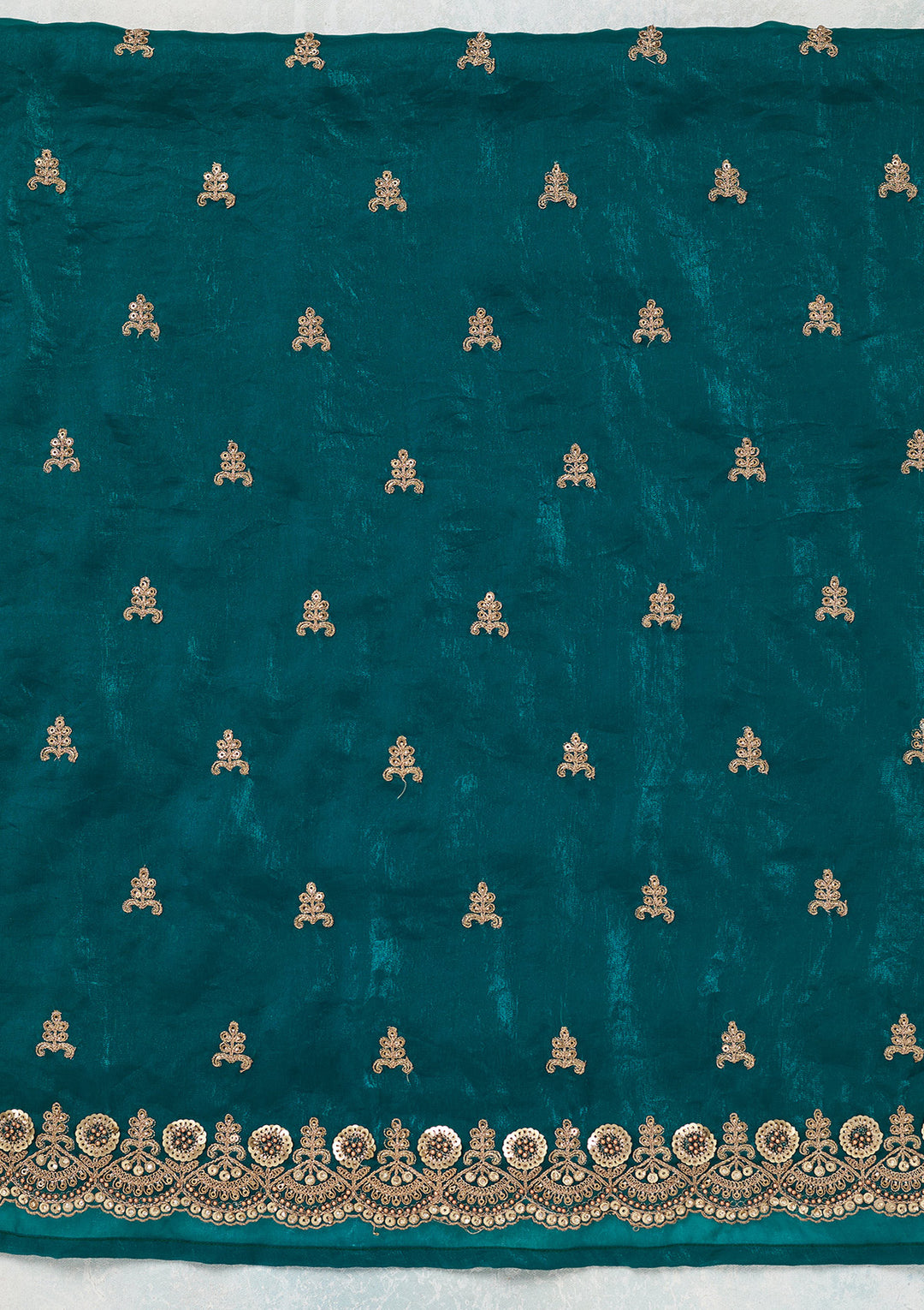 Rama Green Cording Organza Unstitched Salwar Suit