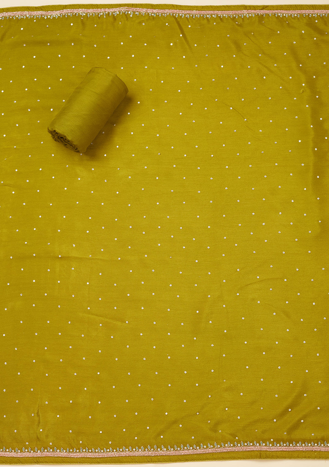 Mehandi Green Stonework (Silver) Semi Crepe Unstitched Salwar Suit