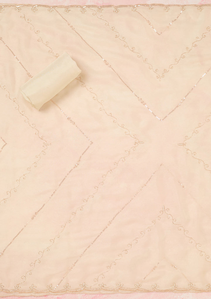 Off White Cutdana Chinon Unstitched Salwar Suit