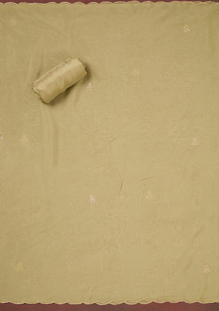 Pista Green Cutdana Organza Unstitched Salwar Suit