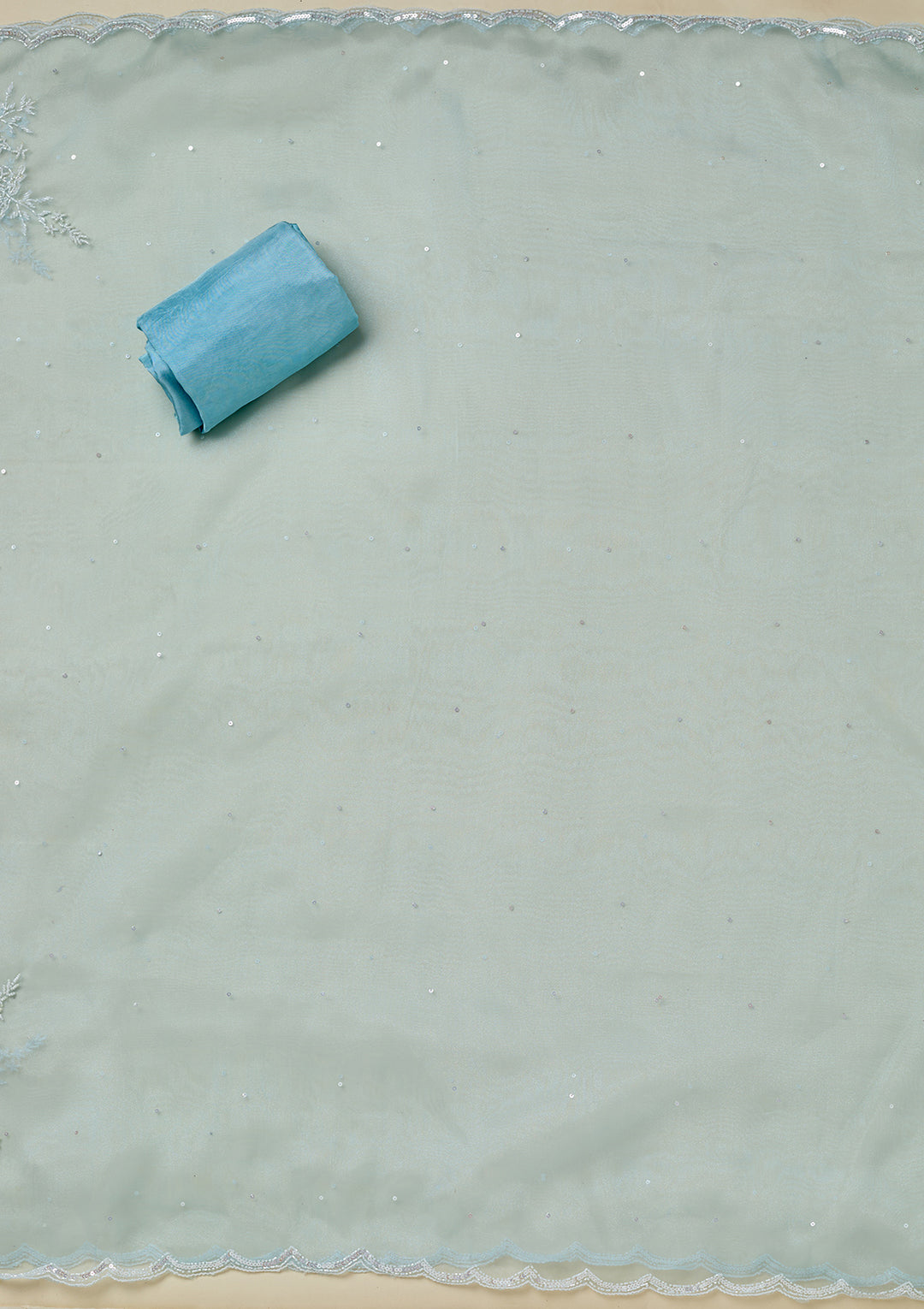 Sky Blue Cutdana Organza Unstitched Salwar Suit