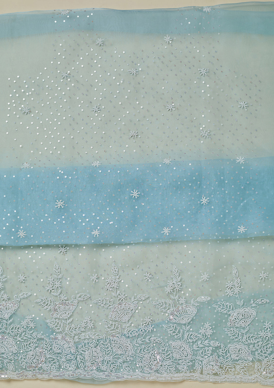 Sky Blue Cutdana Organza Unstitched Salwar Suit