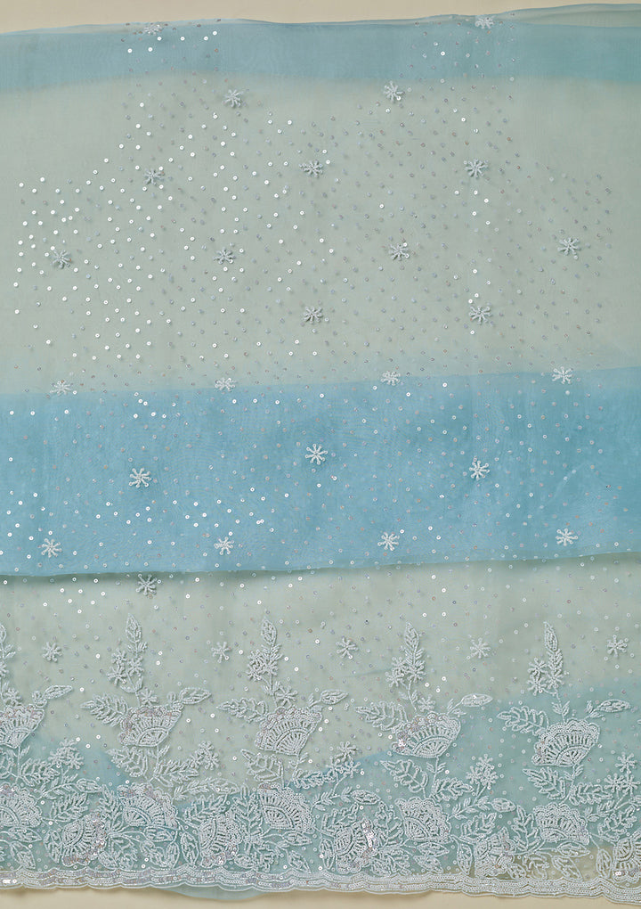 Sky Blue Cutdana Organza Unstitched Salwar Suit