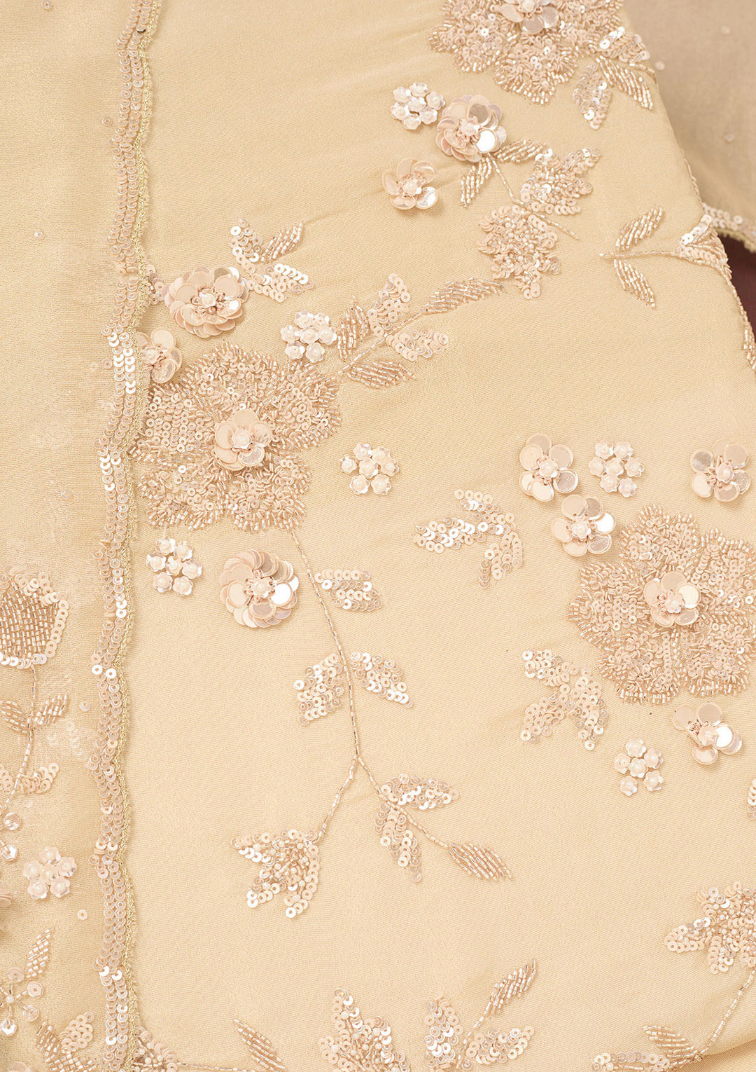 Gold Cutdana Organza Unstitched Salwar Suit