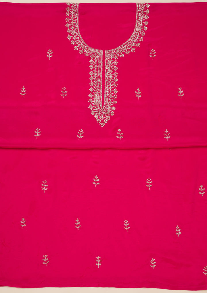 Rani Pink Cutdana Crepe Unstitched Salwar Suit