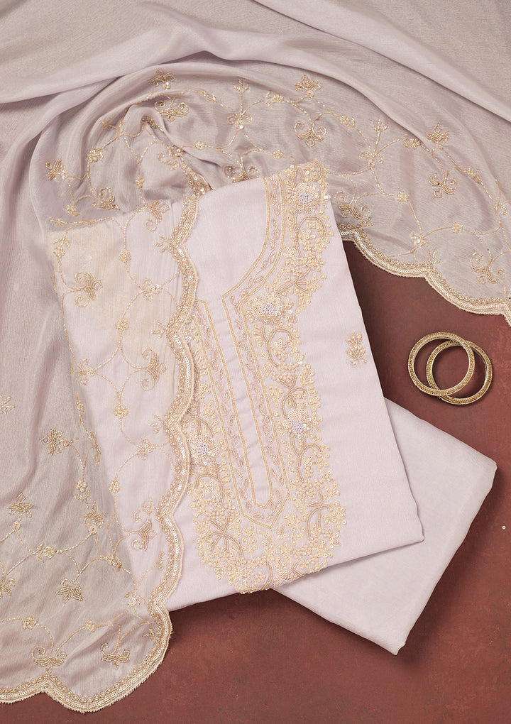 Purple Cutdana Chinon Unstitched Salwar Suit