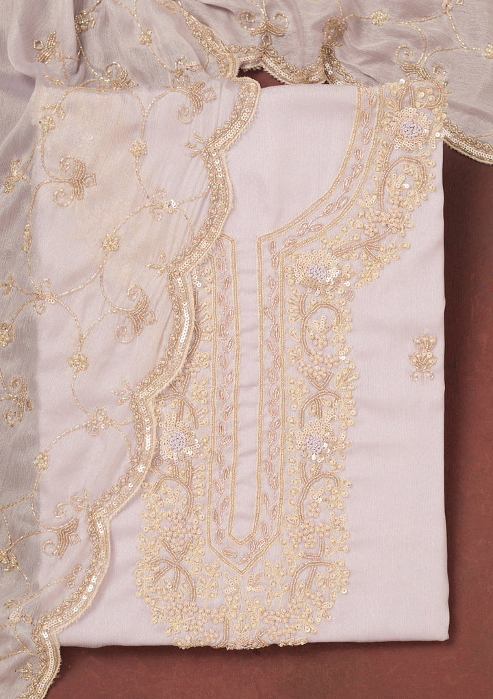 Purple Cutdana Chinon Unstitched Salwar Suit