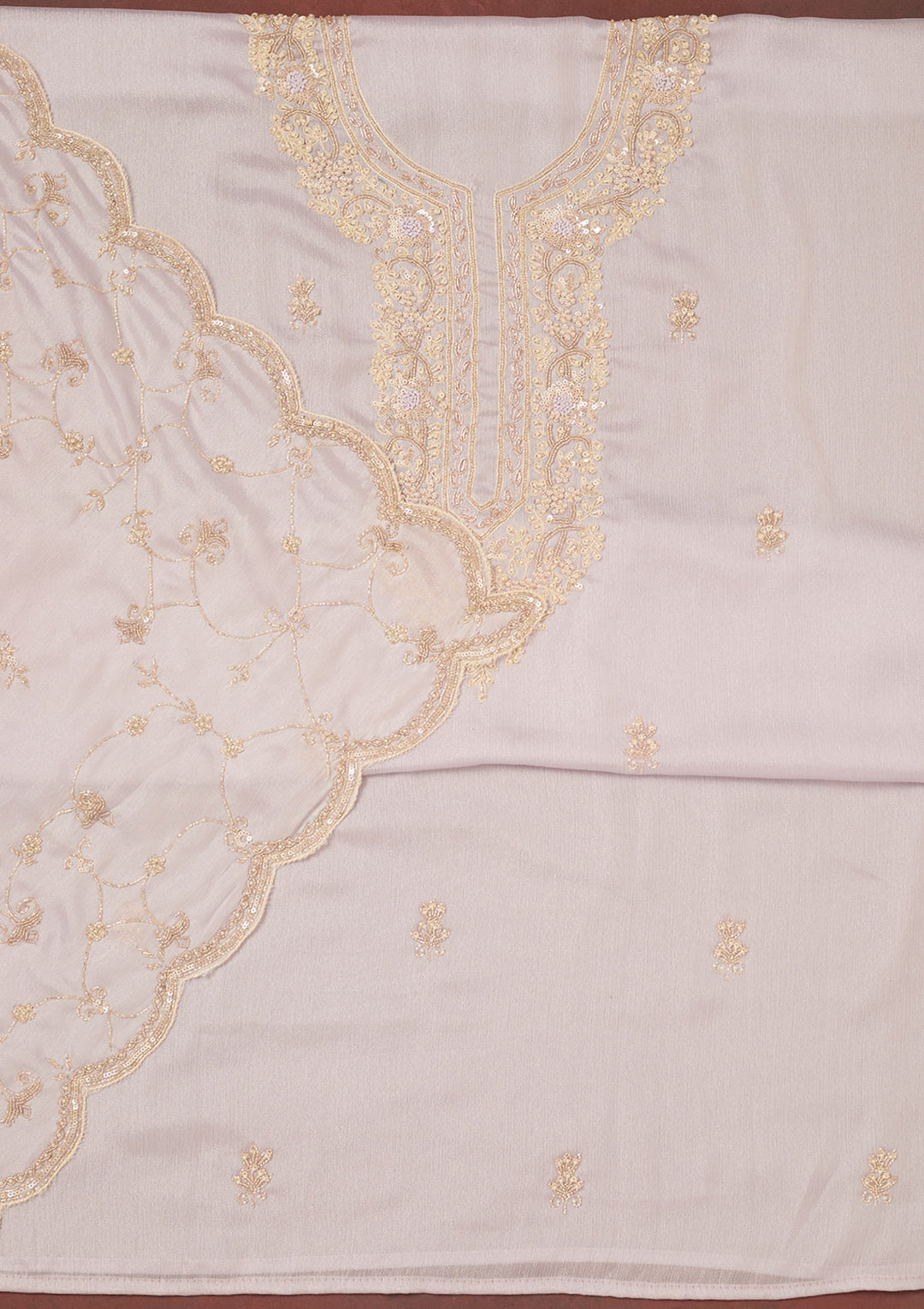 Purple Cutdana Chinon Unstitched Salwar Suit