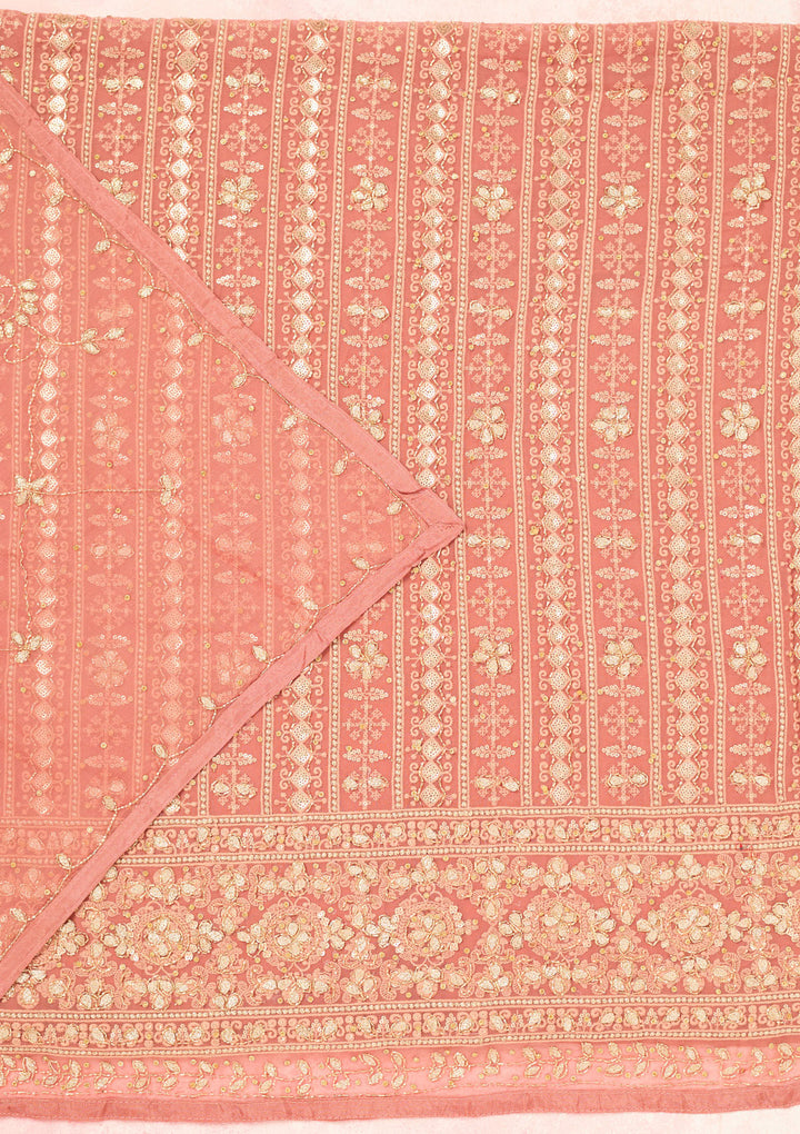Rust Cutdana Georgette Unstitched Salwar Suit