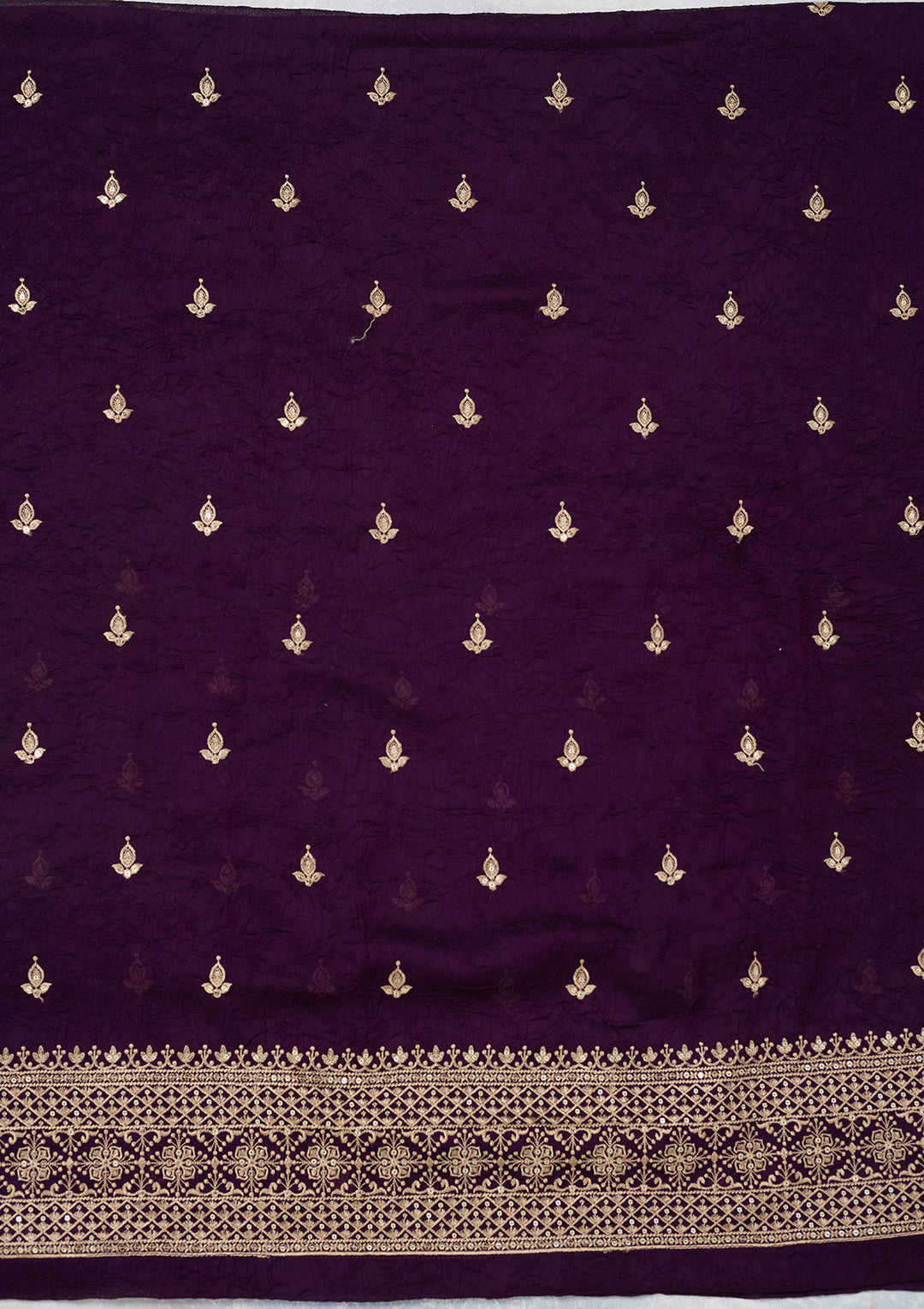 Purple Georgette Threadwork Unstitched Dress Material With Matching Bottom And Dupatta