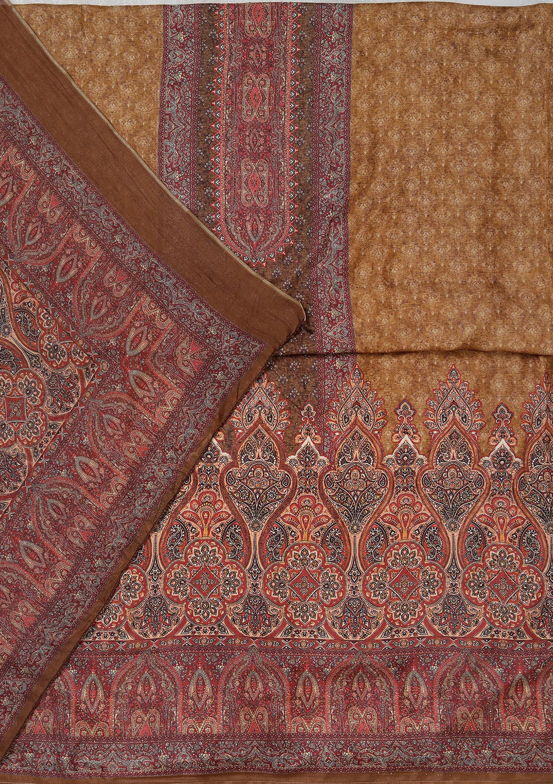 Mustard Zariwork (Gold) Semi Crepe Unstitched Salwar Suit