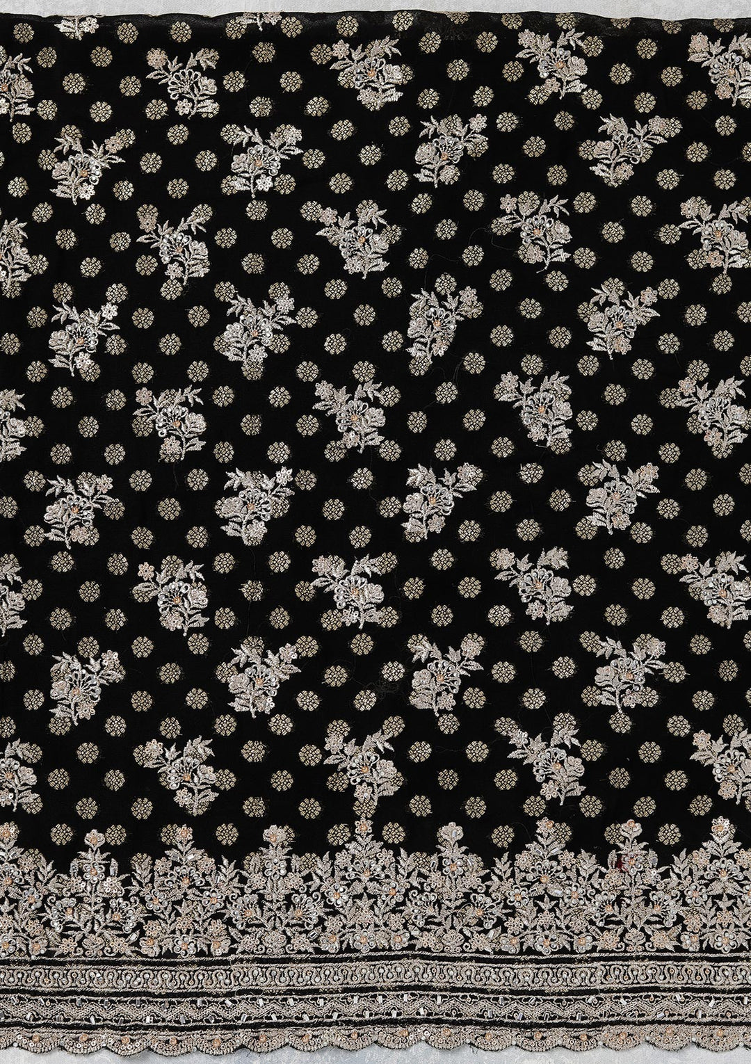 Black Zariwork (Gold) Chinon Unstitched Salwar Suit