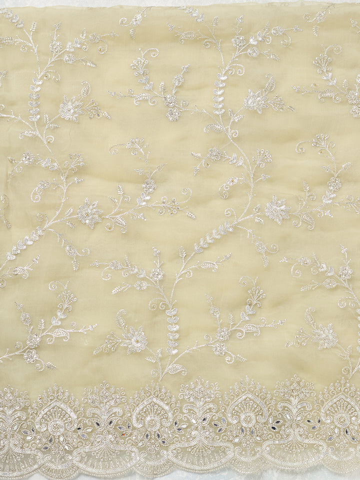 Pista Green Threadwork Tissue Unstitched Salwar Suit