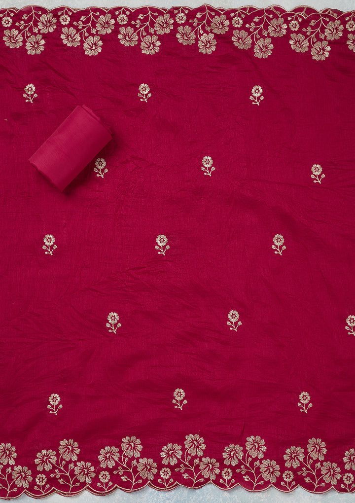 Mustard Zariwork (Gold) Soft Raw Silk Unstitched Salwar Suit