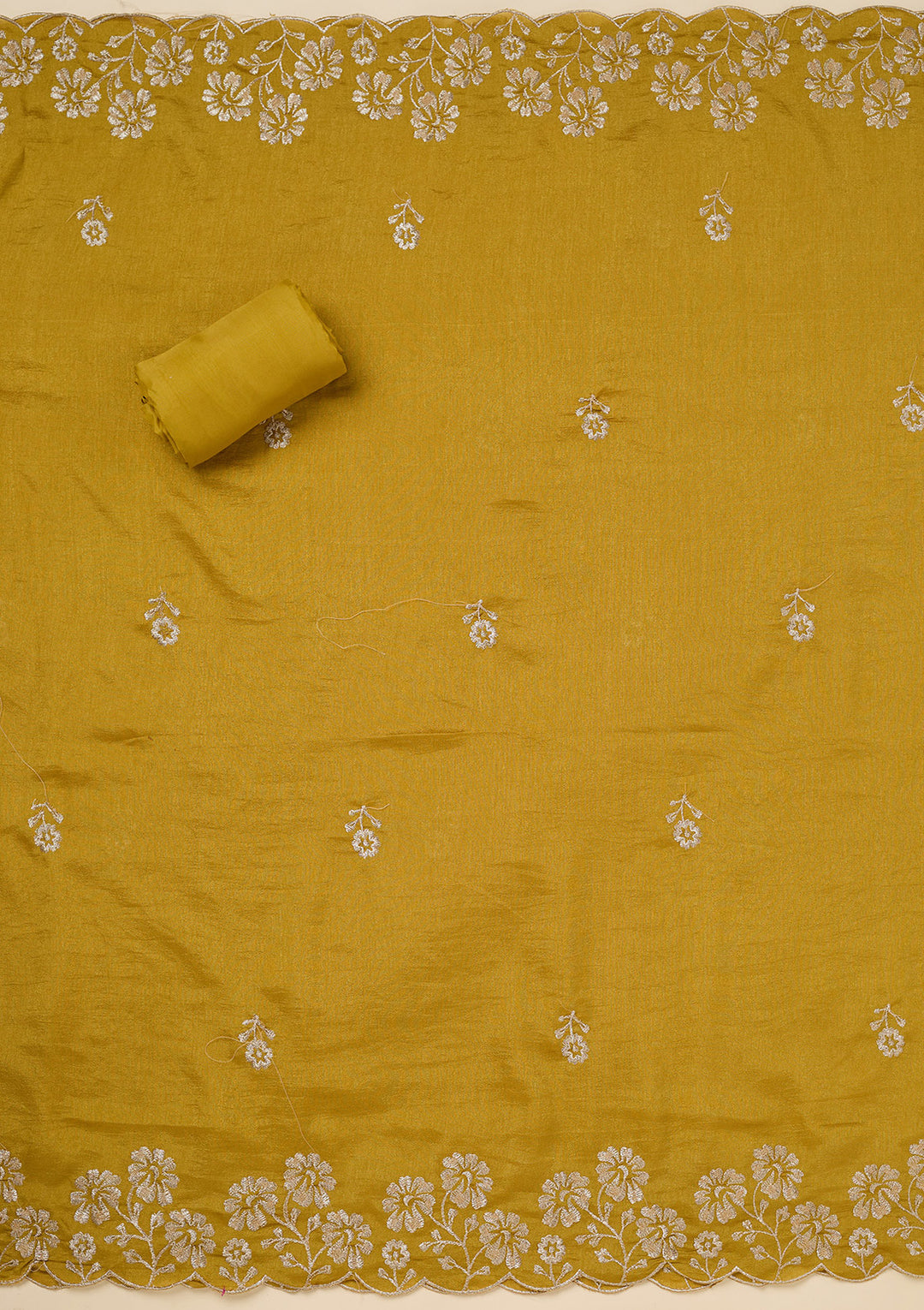 Rani Pink Soft Raw Silk Gold Zariwork Unstitched Dress Material With Matching Bottom And Dupatta