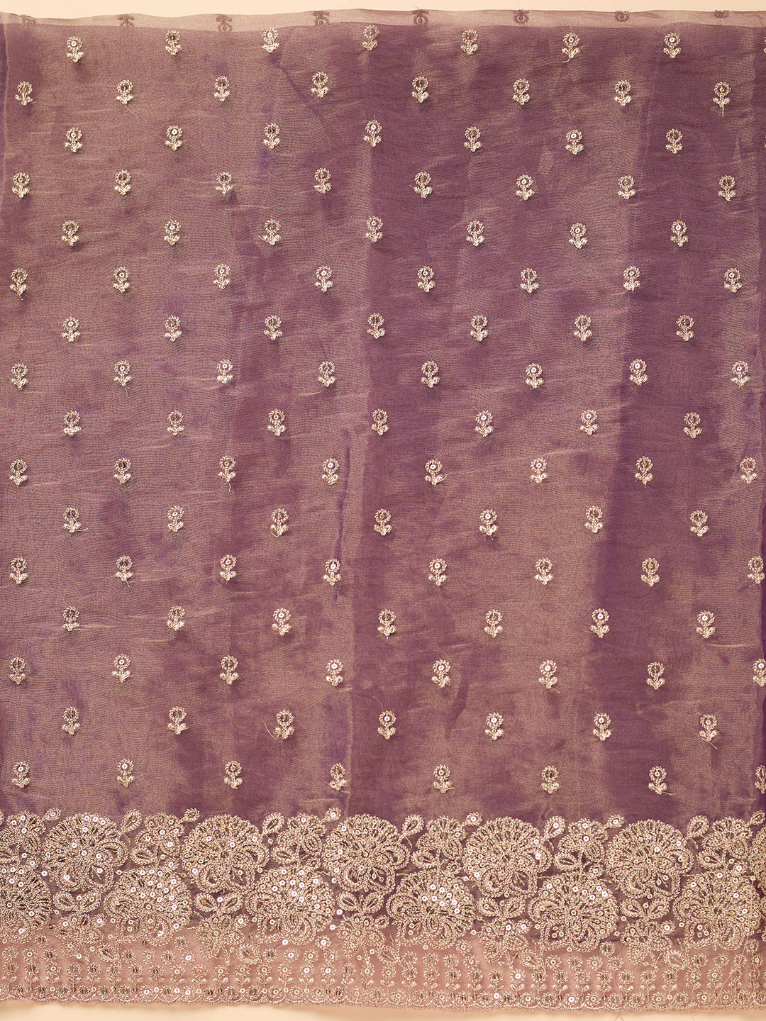 Wine Tissue Gold Zariwork Unstitched Dress Material With Matching Bottom And Dupatta