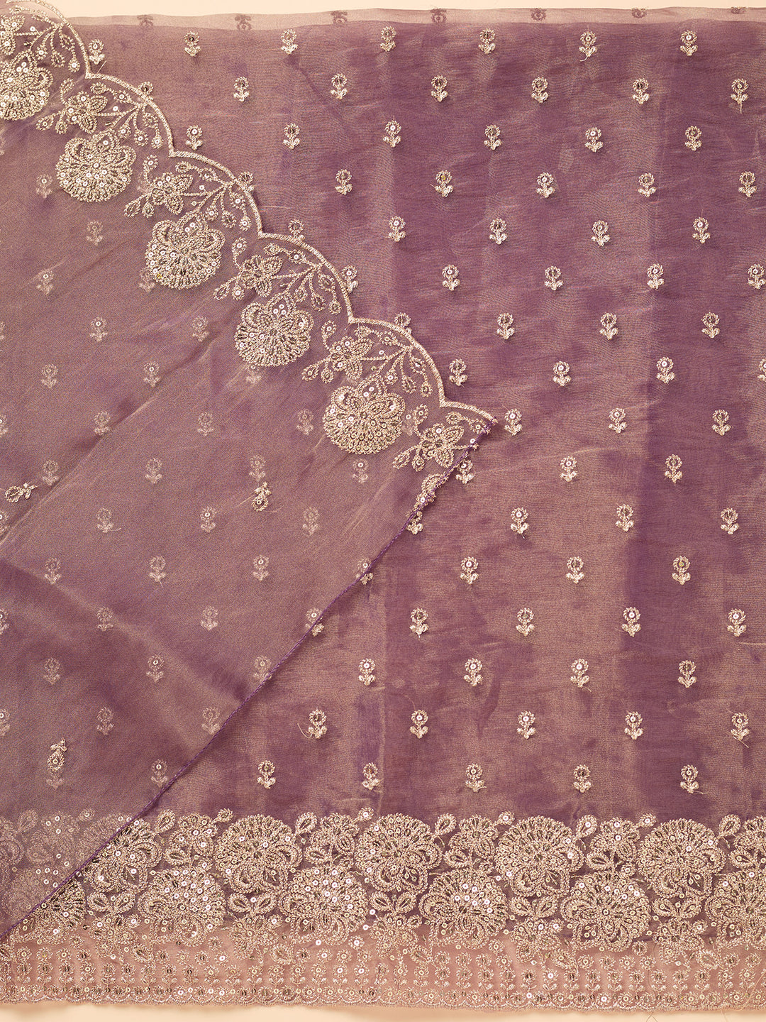 Wine Tissue Gold Zariwork Unstitched Dress Material With Matching Bottom And Dupatta