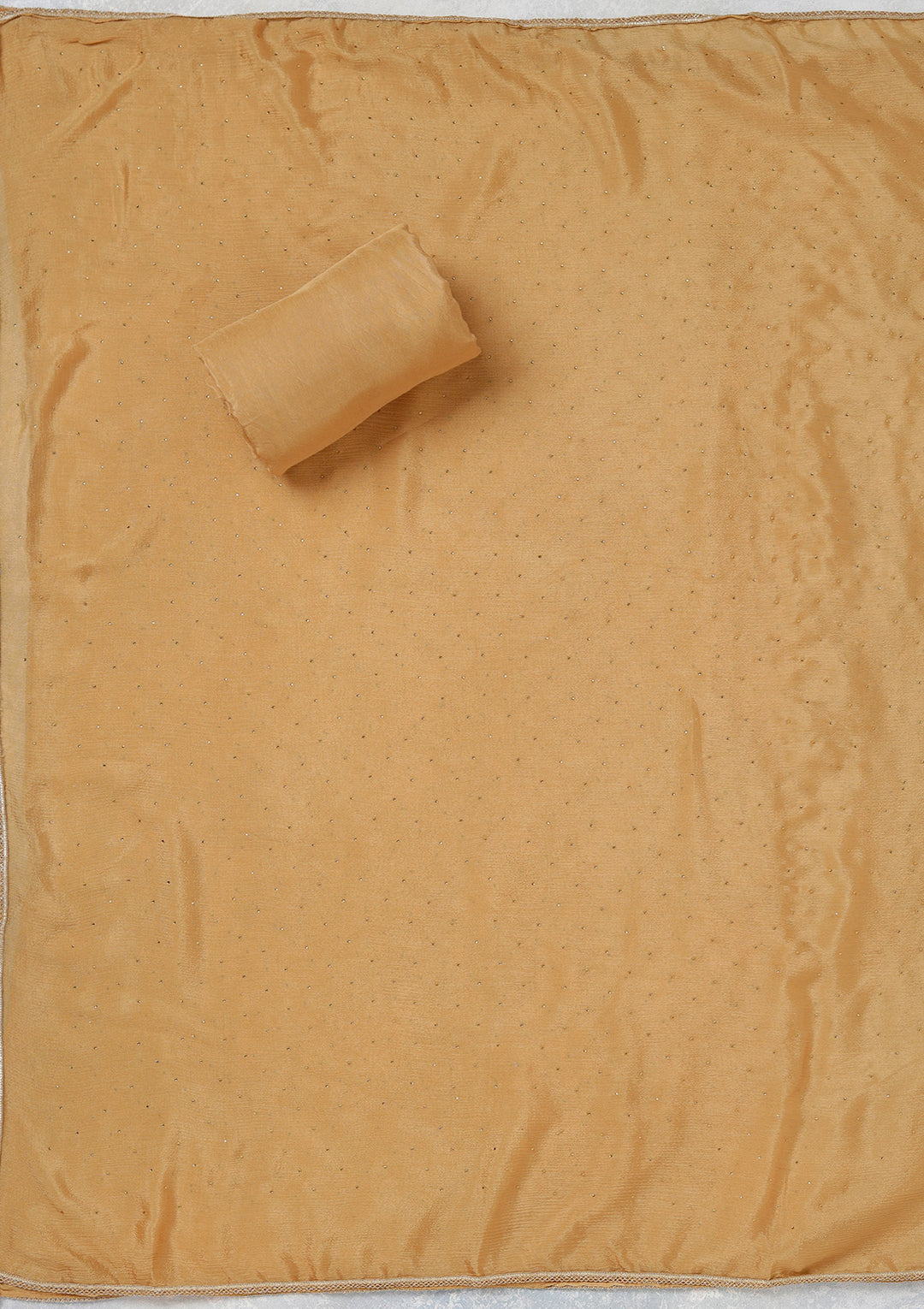Beige Organza Gold Zariwork Unstitched Dress Material With Matching Bottom And Dupatta