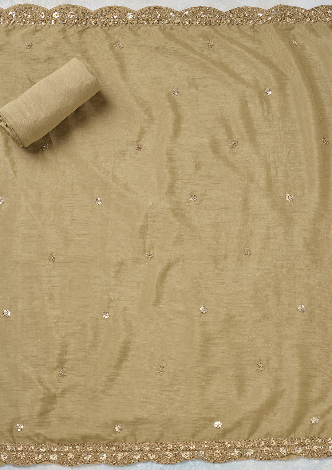 Pista Green Zariwork (Gold) Chinon Unstitched Salwar Suit