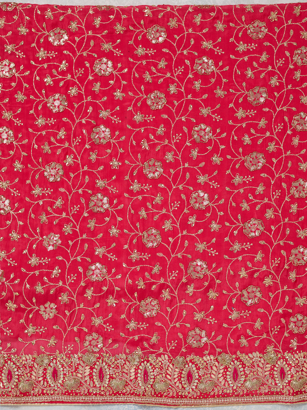Rani Pink Multi Georgette Zariwork Unstitched Dress Material With Matching Bottom And Dupatta