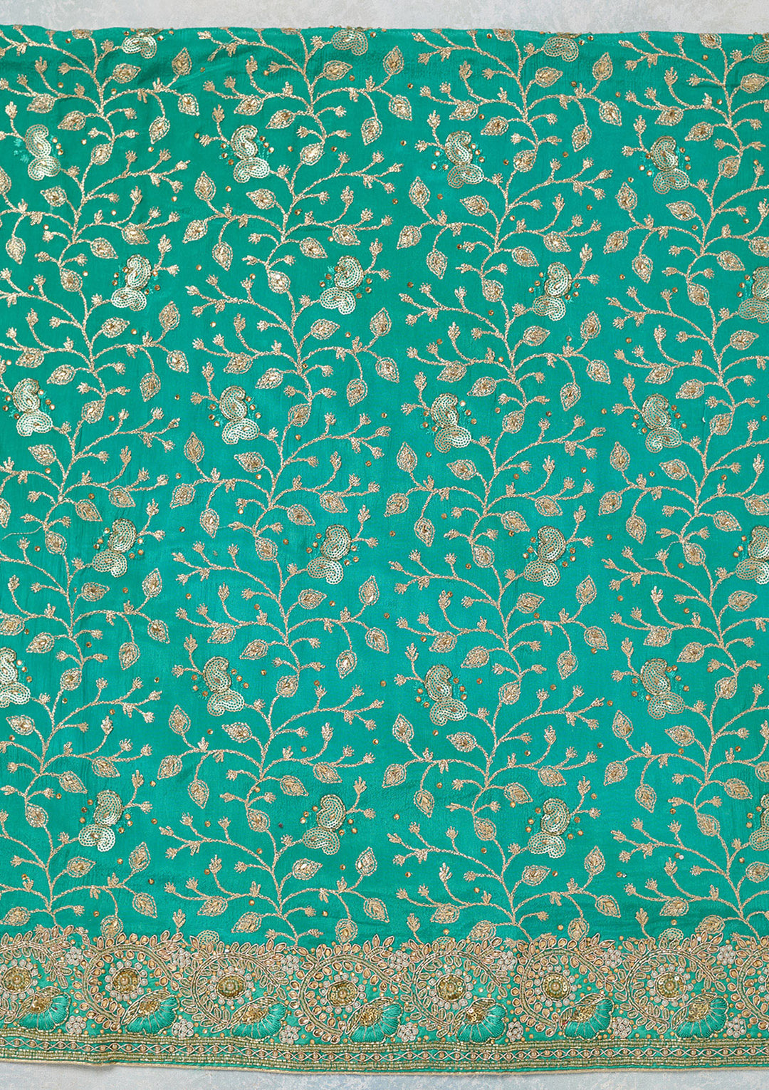 Sea Green Zariwork Georgette Unstitched Salwar Suit