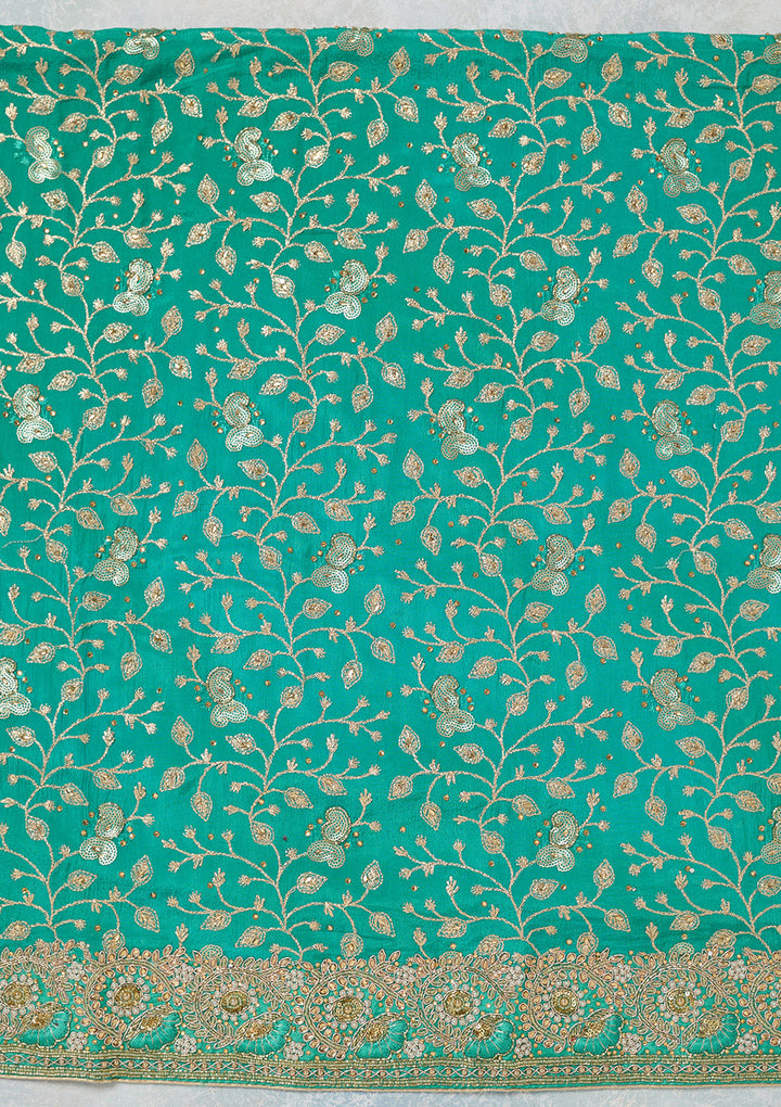 Sea Green Zariwork Georgette Unstitched Salwar Suit