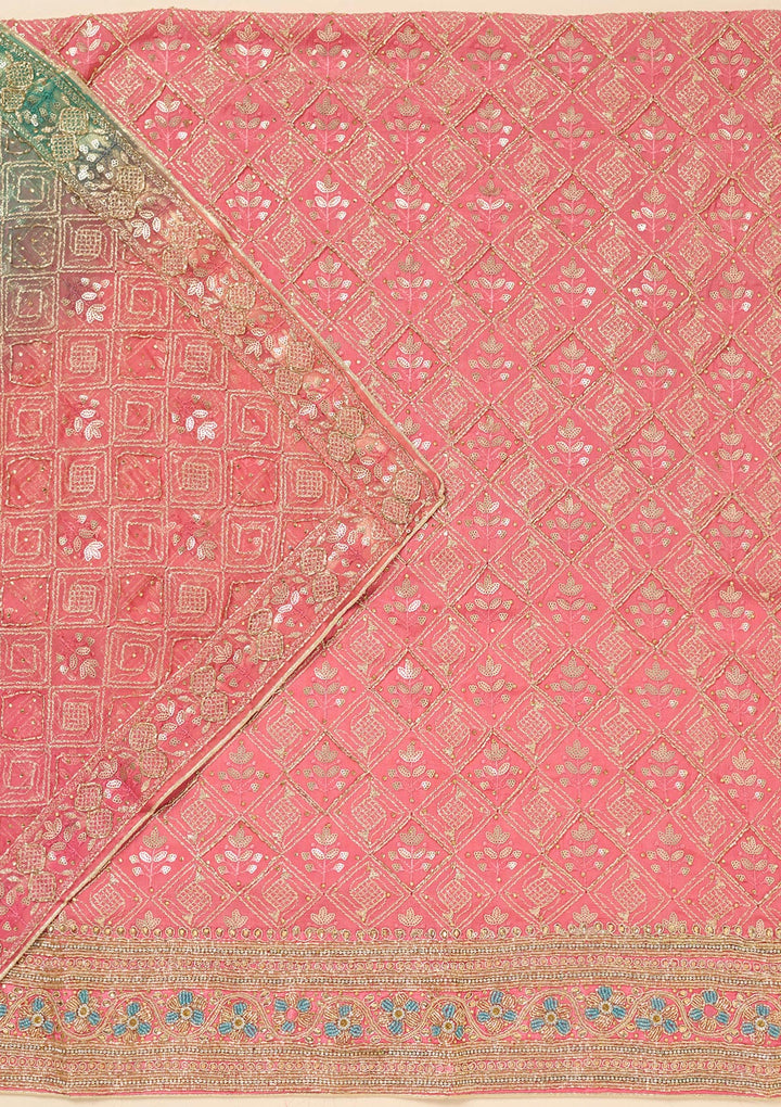Onion Pink Zardozi (Gold) Georgette Unstitched Salwar Suit