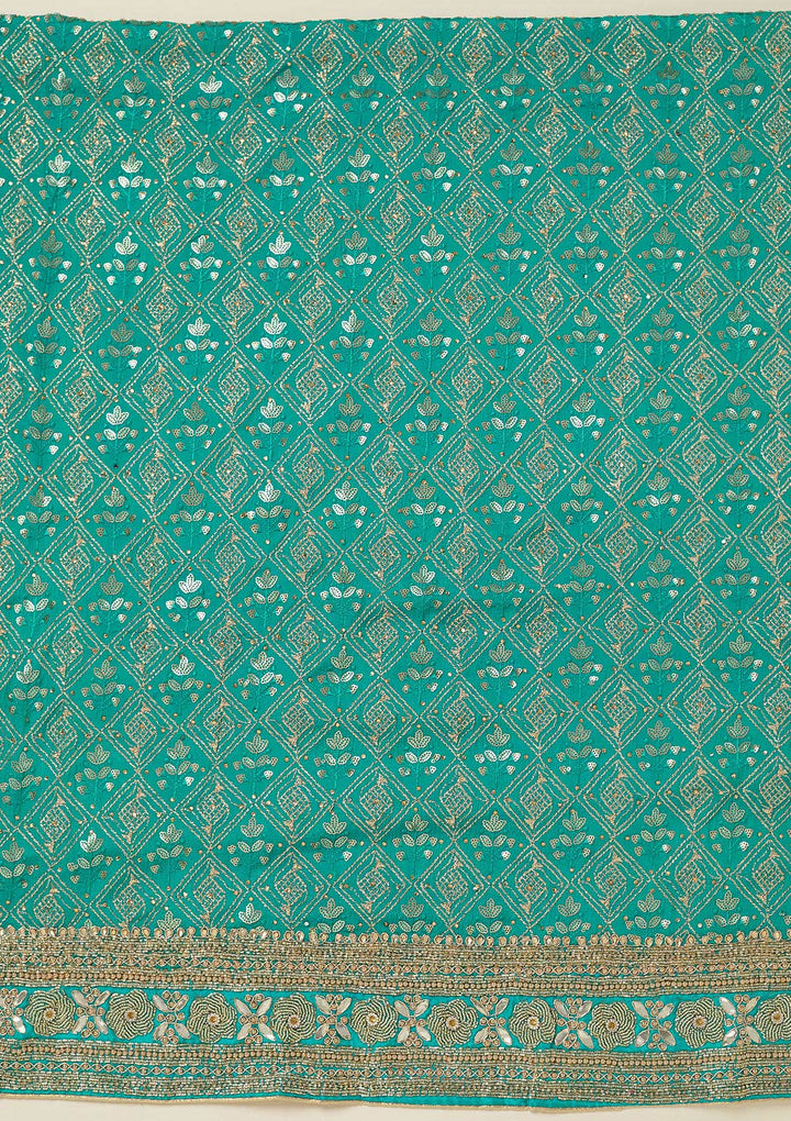 Turquoise Blue Zariwork Georgette Unstitched Salwar Suit