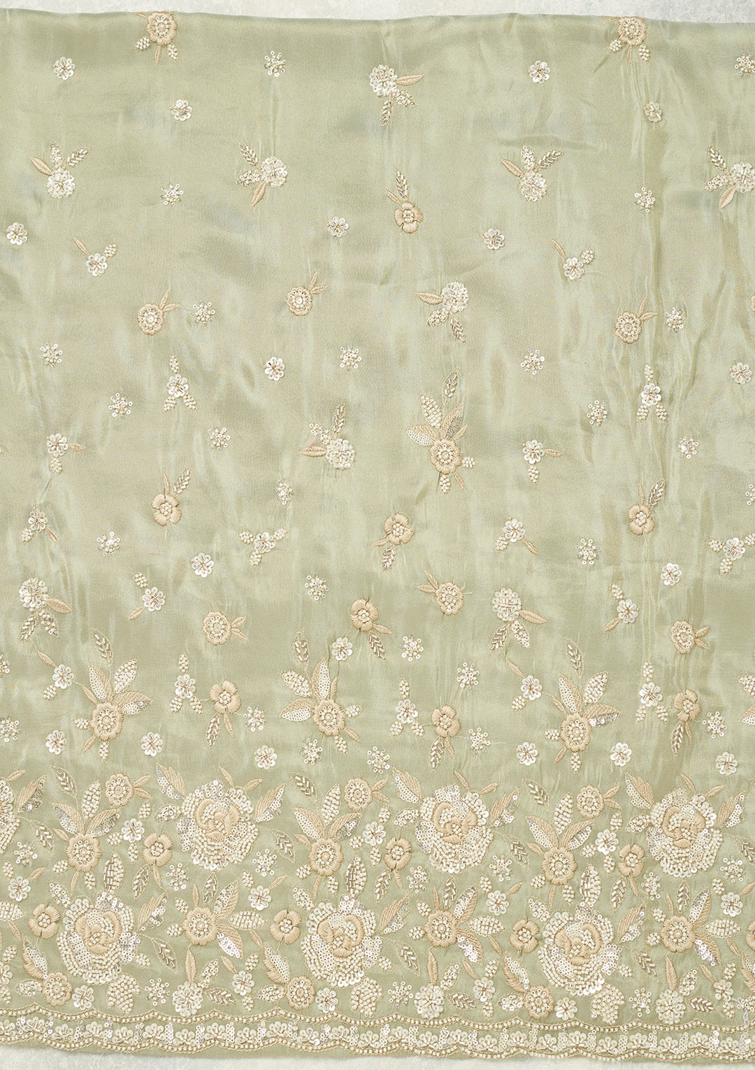 Sea Green Silver Stonework Tissue Unstitched Salwar Suit