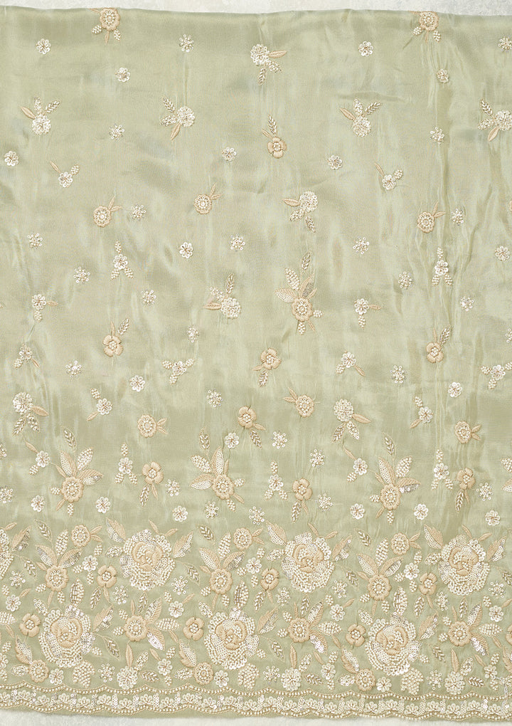 Sea Green Silver Stonework Tissue Unstitched Salwar Suit