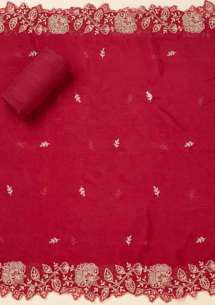 Purple Zariwork (Gold) Chinon Unstitched Salwar Suit