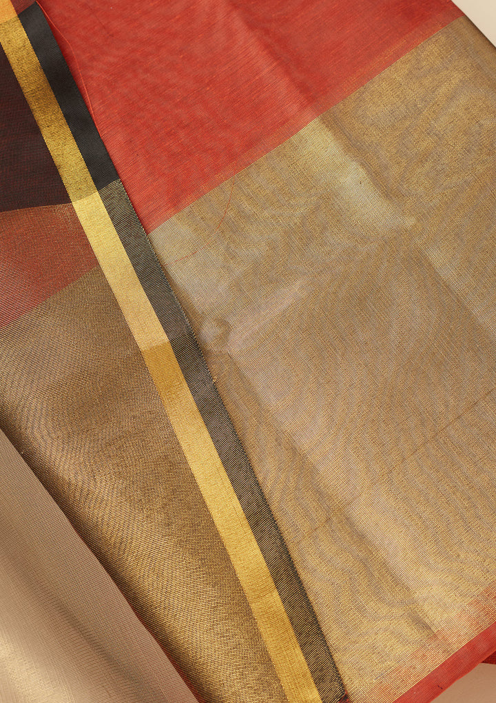 Rust Zariwork (Gold) Tissue Unstitched Salwar Suit