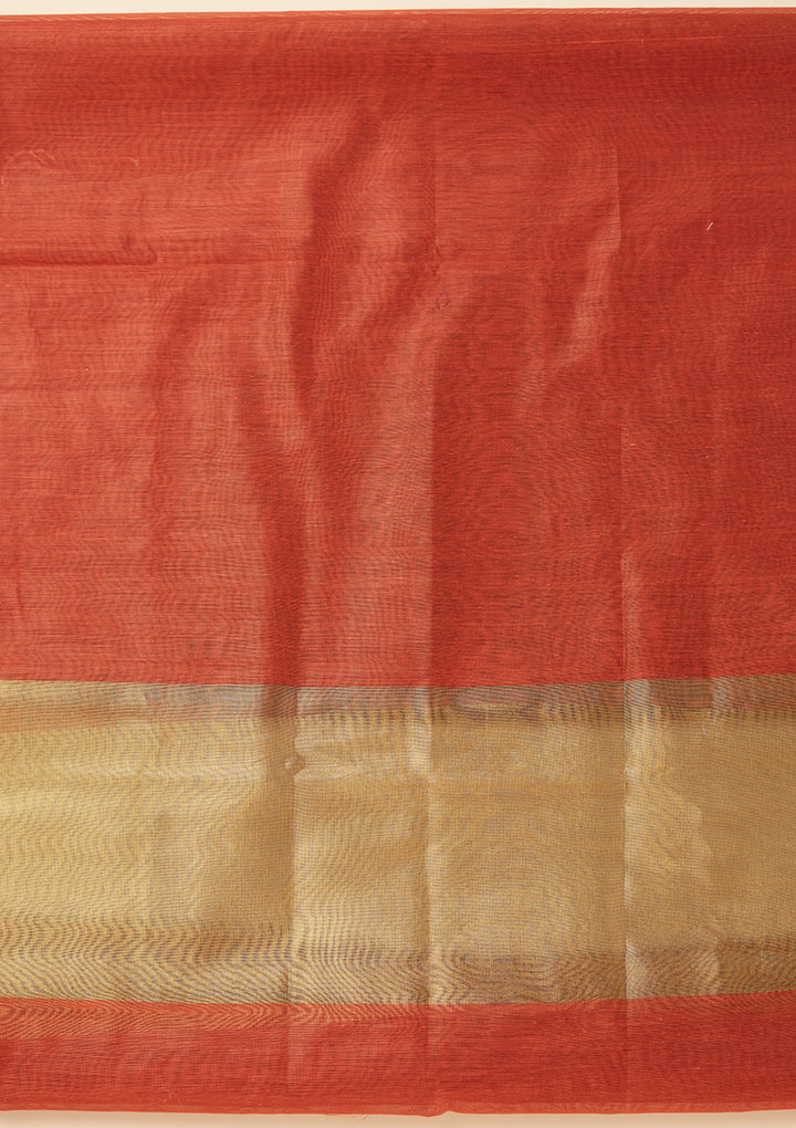 Rust Zariwork (Gold) Tissue Unstitched Salwar Suit