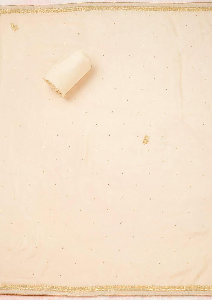 Cream Cutdana Crepe Unstitched Salwar Suit