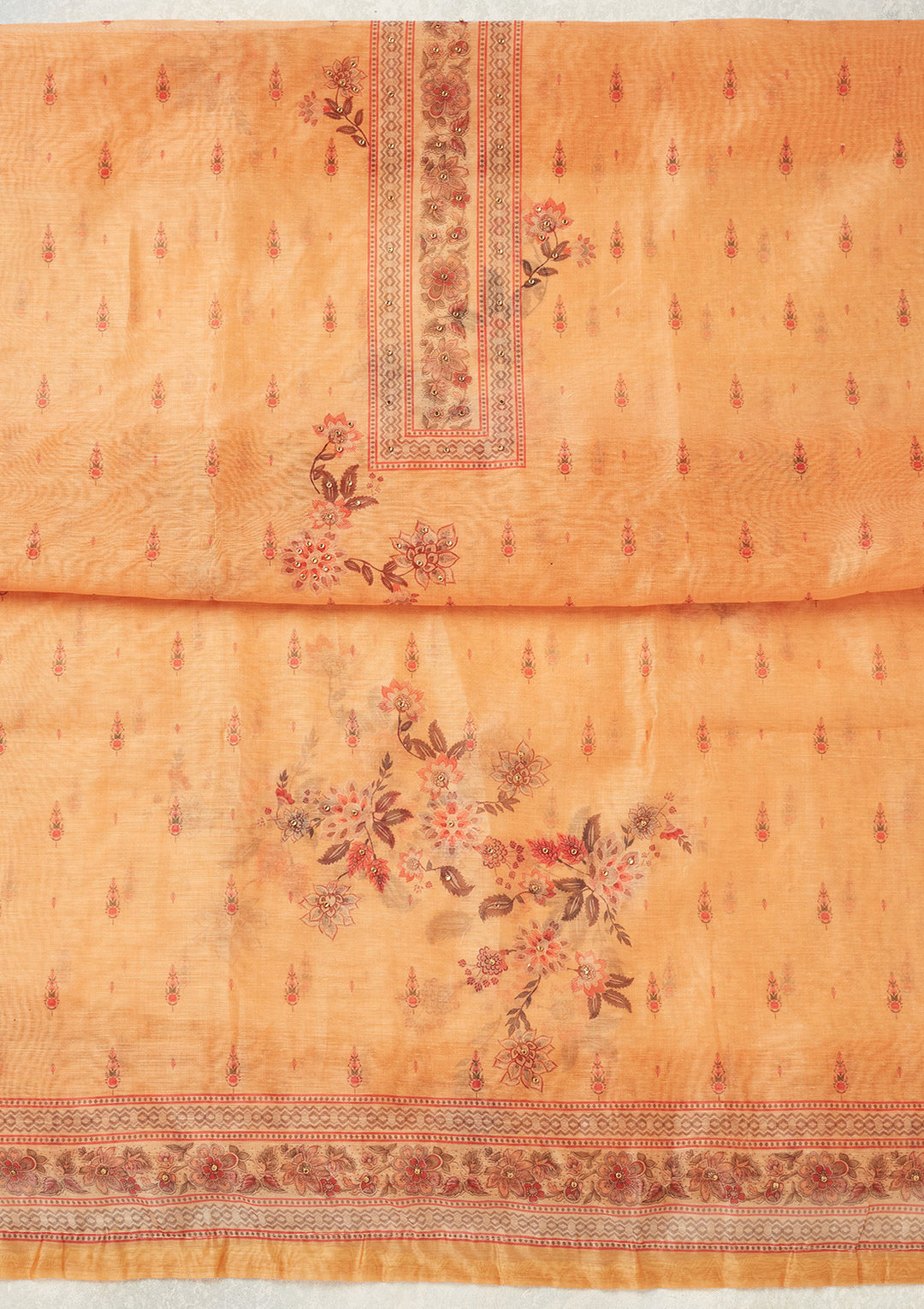 Mustard Zariwork (Gold) Chanderi Unstitched Salwar Suit