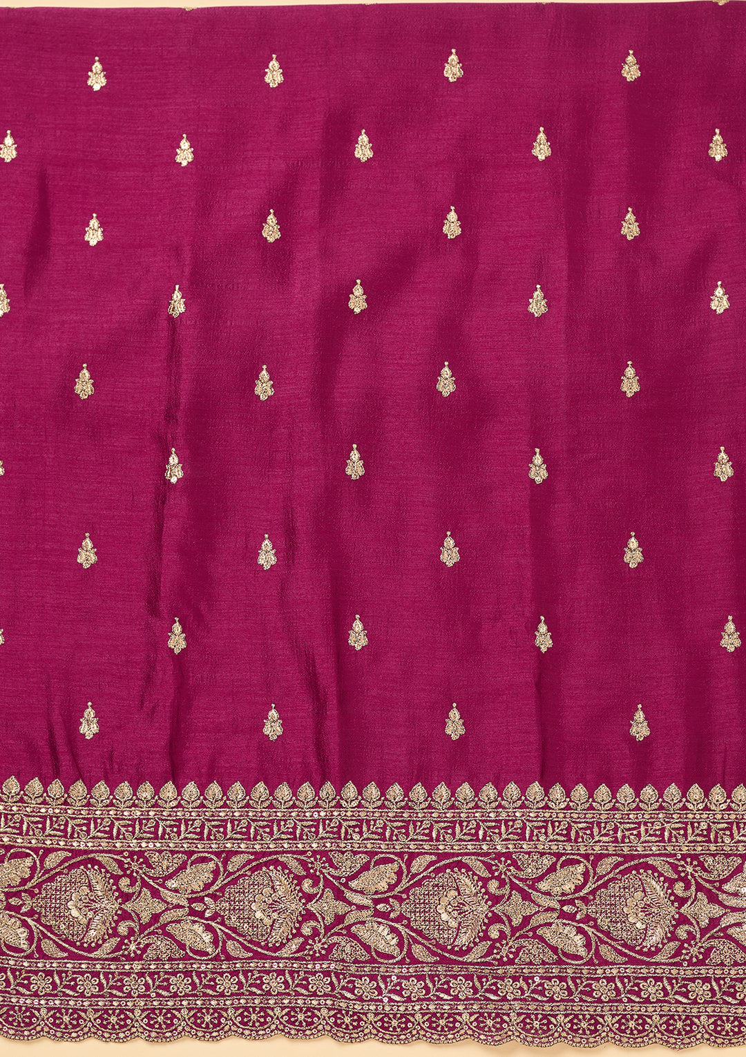 Wine Soft Raw Silk Antique Zardozi Work Unstitched Dress Material With Matching Bottom And Dupatta