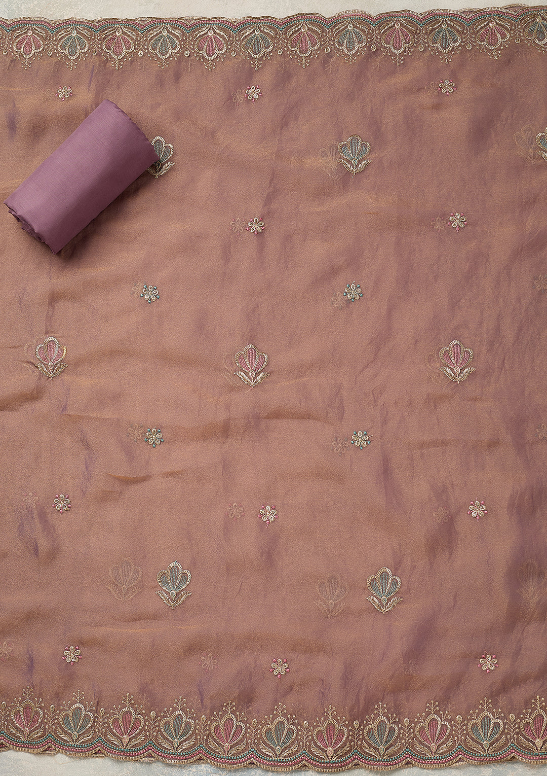 Lavender Zardozi (Gold) Shimmer Unstitched Salwar Suit