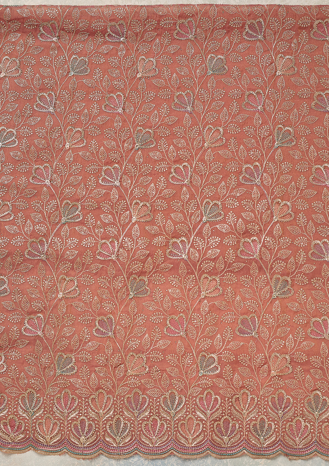 Peach Zardozi (Gold) Shimmer Unstitched Salwar Suit