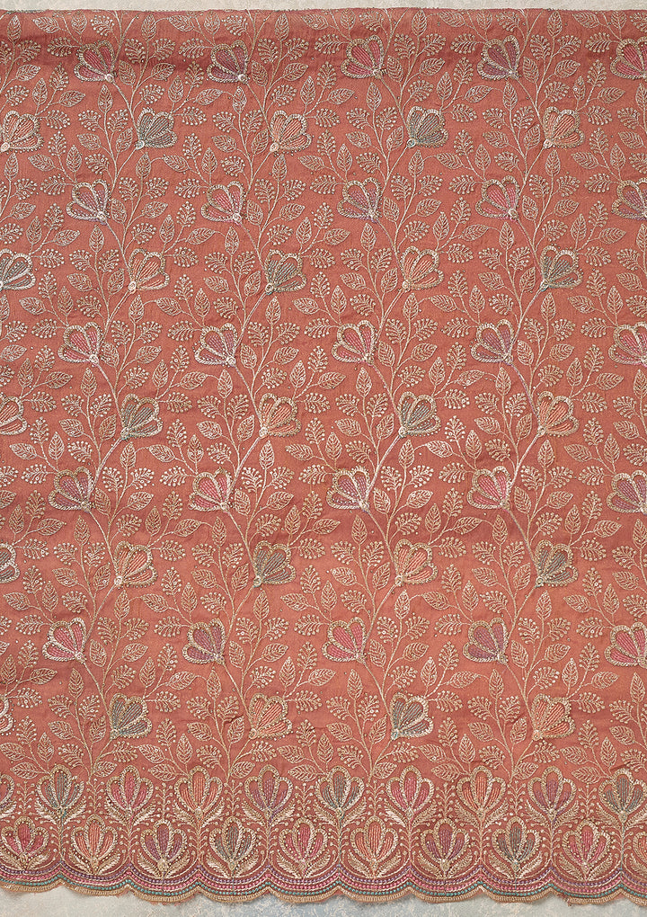 Peach Zardozi (Gold) Shimmer Unstitched Salwar Suit