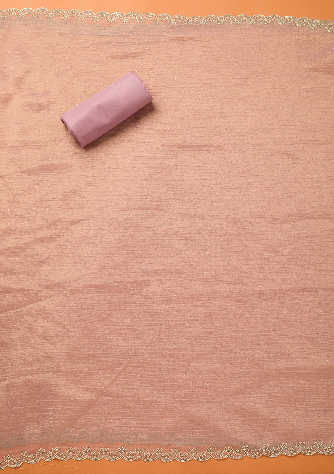 Lavender Tissue Gold Stonework Unstitched Dress Material With Matching Bottom And Dupatta