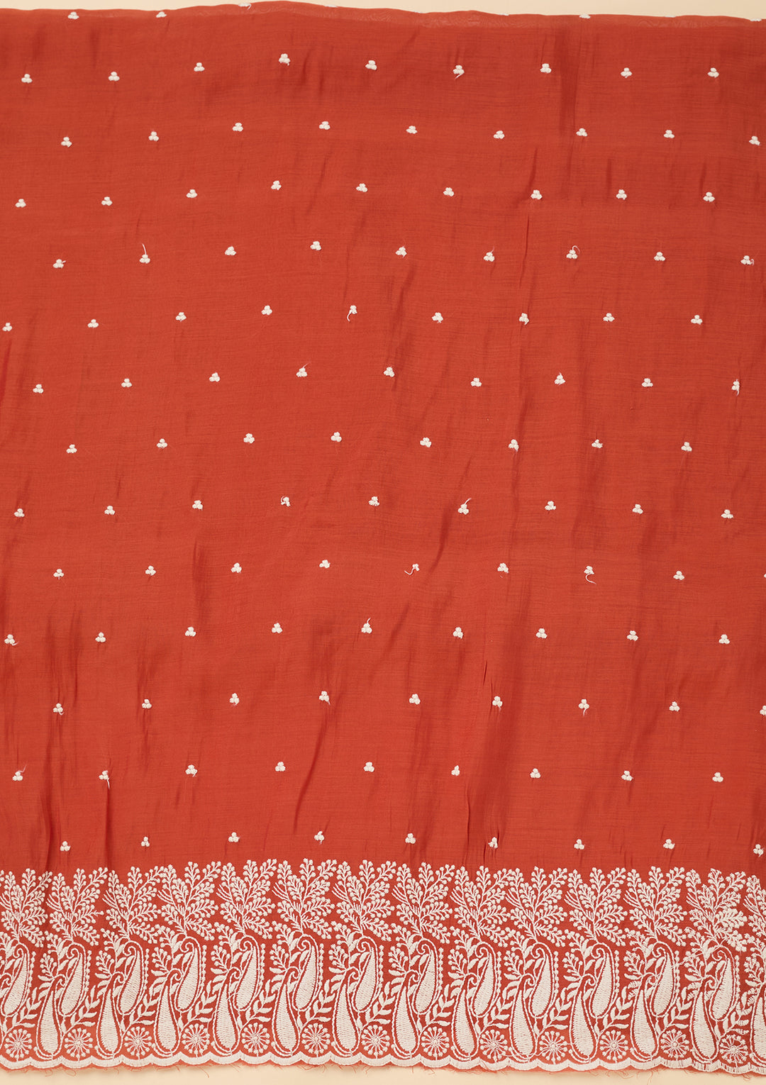 Rust Threadwork Chanderi Unstitched Salwar Suit