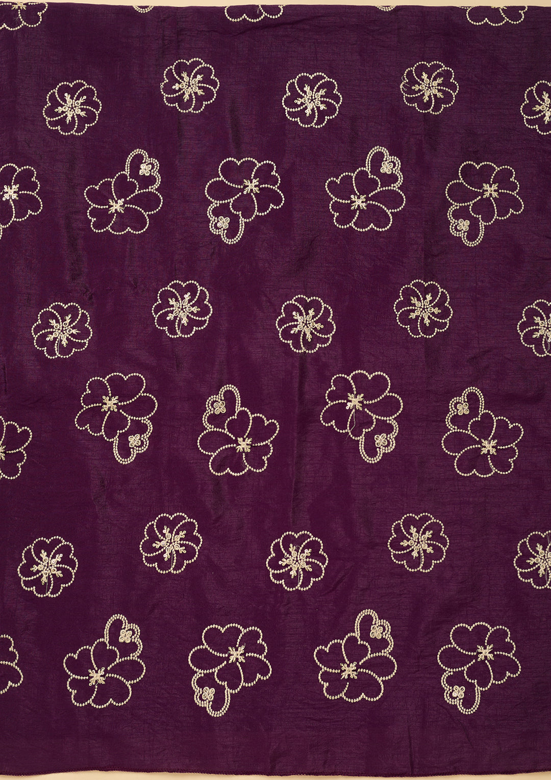 Purple Threadwork Crepe Unstitched Salwar Suit